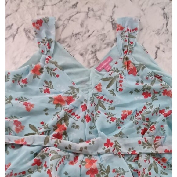 Woman Within 26W‎ 3X Midi Dress Blue Floral Sheer w/Liner  Cottagecore Boho - Picture 5 of 12